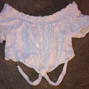 White Off the Shoulder Crop Top
